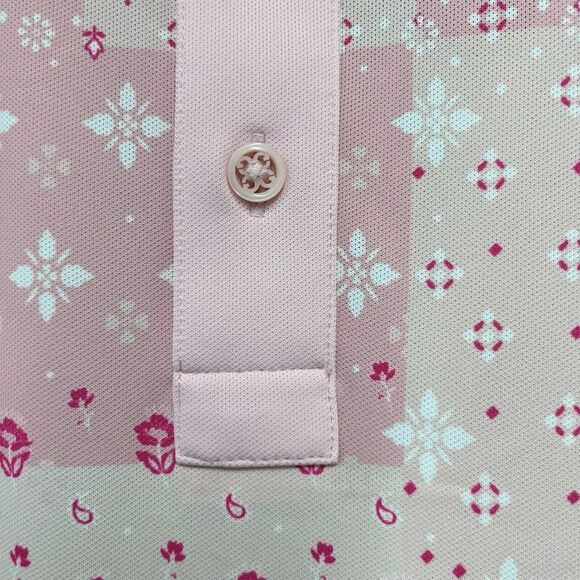 G/Fore NEW WITH TAGS Men's Size Medium Boro Patch Tech Golf S/S Polo Pink Floral - Picture 7 of 9